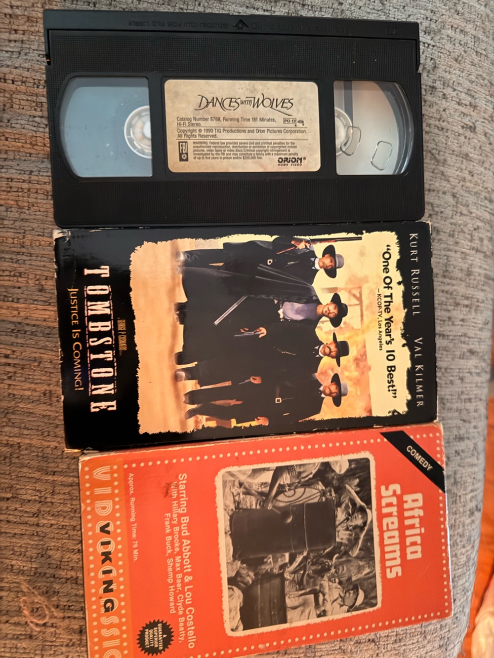 Tombstone VHS Tape - Western Movie Cover in Black and Yellow